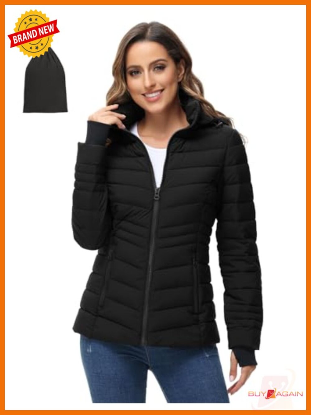 Women's Lightweight Packable Puffer Jacket with Hood Quilted Winter Coat